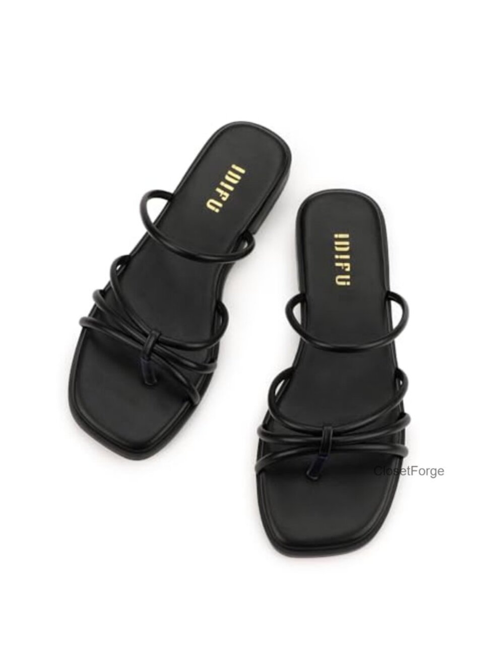 Strappy Flat Sandals Square Open Toe Slip On Dress Sandals Women's Comfortable